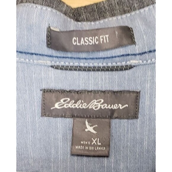 Eddie Bauer Men’s Button Up Shirt XL Classic Fit Gray Chambray Cotton - Picture 3 of 9